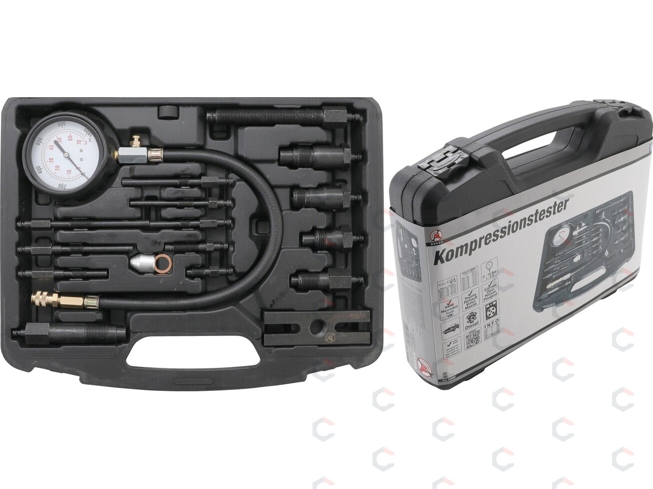 Dyzelinis kompresijos matuoklis su adapteriais (62660) 9 Dyzelinis kompresijos matuoklis su adapteriais (62660) 9