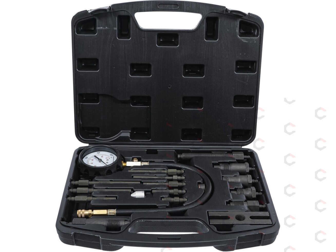 Dyzelinis kompresijos matuoklis su adapteriais (62660) Dyzelinis kompresijos matuoklis su adapteriais (62660)
