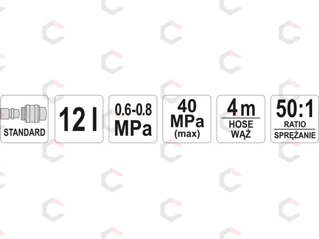 Efektyvus pneumatinis tepimo įrenginys | 12 L (YT-07067) 2