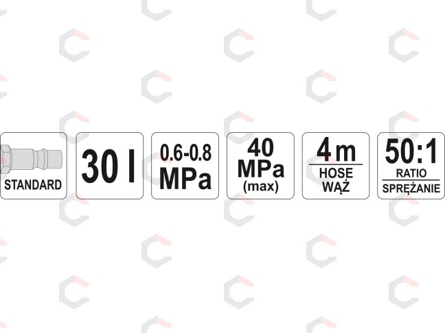 Efektyvus pneumatinis tepimo įrenginys | 30 L (YT-07068) 2