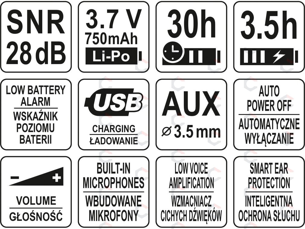 Elektroninės triukšmo ausinės su išmania klausos apsaugos sistema (YT-74625) 4 Elektroninės triukšmo ausinės su išmania klausos apsaugos sistema (YT-74625) 4