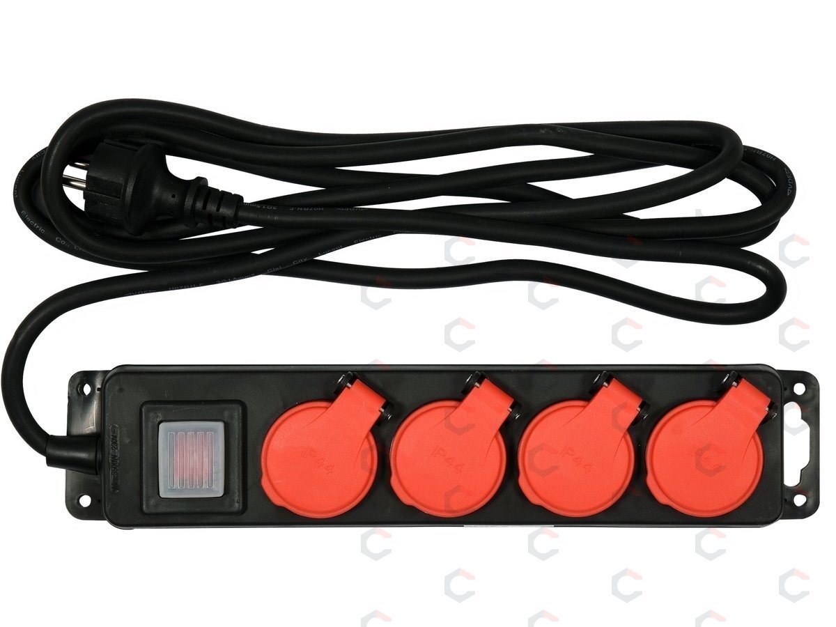 Elektrinis ilgintuvas | 4 lizdai | su jungikliu ir dangteliais 1.5 mm² | 3 m (YT-81241) 3 Elektrinis ilgintuvas | 4 lizdai | su jungikliu ir dangteliais 1.5 mm² | 3 m (YT-81241) 3