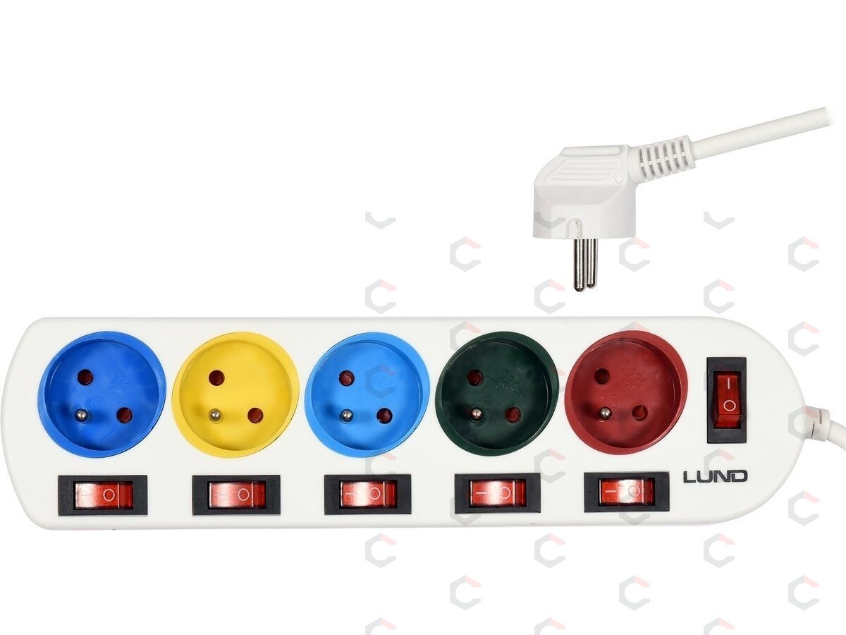 Elektrinis ilgintuvas | su jungikliais | ABS | 5 lizdai (72460) 1 Elektrinis ilgintuvas | su jungikliais | ABS | 5 lizdai (72460) 1