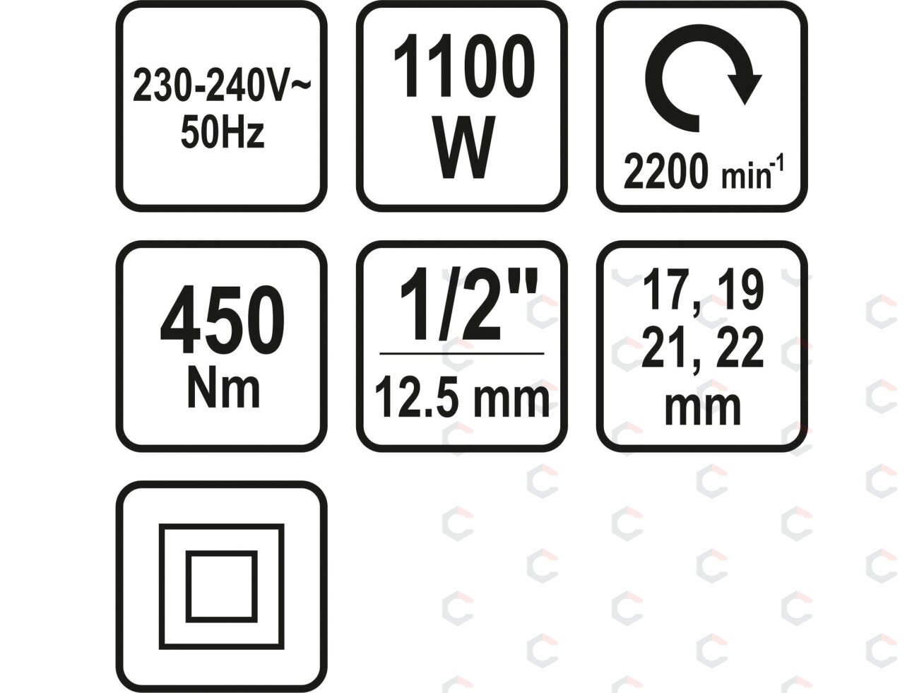 Elektrinis smūginis veržliasukis | 1/2 | 450 Nm | 1100 W (57092) 6 Elektrinis smūginis veržliasukis | 1/2 | 450 Nm | 1100 W (57092) 6