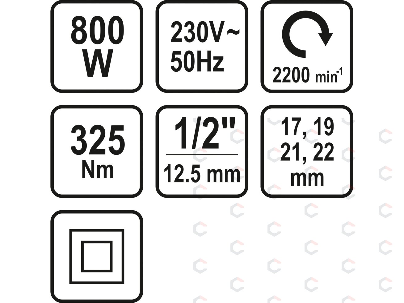 Elektrinis smūginis veržliaraktis su rinkiniu | 12,5 mm (1/2") | 800W/ 325NM (57091) 6 Elektrinis smūginis veržliaraktis su rinkiniu | 12,5 mm (1/2") | 800W/ 325NM (57091) 6