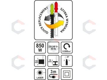 Elektrinis siaurapjūklis | su lazeriu | 850W (79476) 3 Elektrinis siaurapjūklis | su lazeriu | 850W (79476) 3