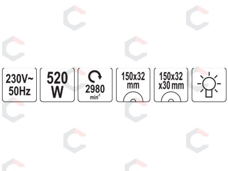 Elektrinis galąstuvas | su lempa | varinė apvija | YATO PREMIUM | 520W (150X32 mm) (YT-822107) 6 Elektrinis galąstuvas | su lempa | varinė apvija | YATO PREMIUM | 520W (150X32 mm) (YT-822107) 6