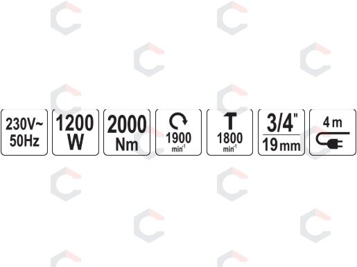Elektrinis smūginis veržliaraktis | 20 mm (3/4") | 2000 Nm / 1200W (YT-82025) 8 Elektrinis smūginis veržliaraktis | 20 mm (3/4") | 2000 Nm / 1200W (YT-82025) 8