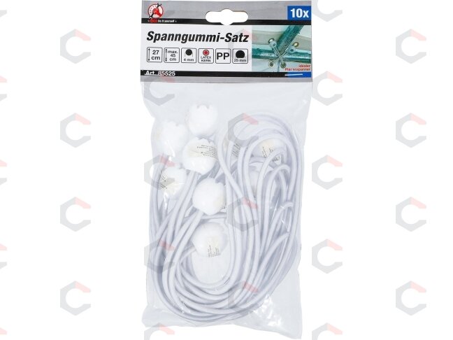 Elastinių kilpų rinkinys tentams | su bumbulu | 270 mm / 10 vnt. (85525) 4 Elastinių kilpų rinkinys tentams | su bumbulu | 270 mm / 10 vnt. (85525) 4