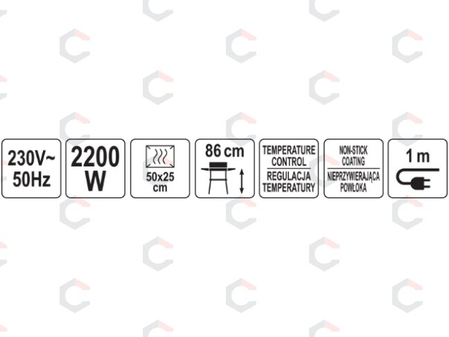Elektrinis grilis | 2200W, dvipusė plokštė | 50×25 cm (67424) 9 Elektrinis grilis | 2200W, dvipusė plokštė | 50×25 cm (67424) 9