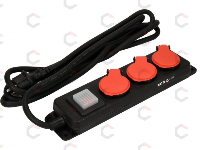 Elektrinis ilgintuvas | 3 lizdai | su jungikliu ir dangteliais 1.5 mm² | 3 m (YT-81240) Elektrinis ilgintuvas | 3 lizdai | su jungikliu ir dangteliais 1.5 mm² | 3 m (YT-81240)