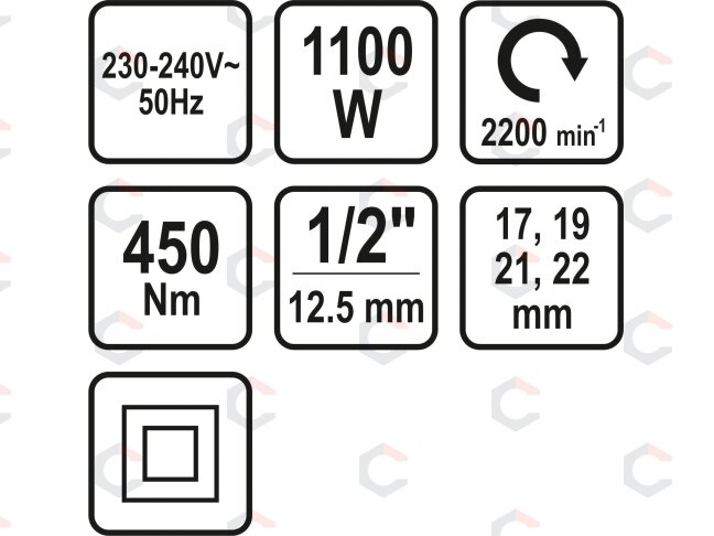 Elektrinis smūginis veržliasukis | 1/2 | 450 Nm | 1100 W (57092) 6 Elektrinis smūginis veržliasukis | 1/2 | 450 Nm | 1100 W (57092) 6