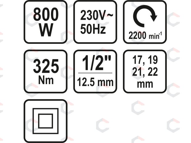 Elektrinis smūginis veržliaraktis su rinkiniu | 12,5 mm (1/2") | 800W/ 325NM (57091) 6 Elektrinis smūginis veržliaraktis su rinkiniu | 12,5 mm (1/2") | 800W/ 325NM (57091) 6