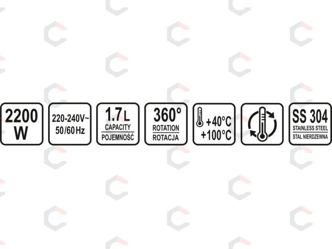 Elektrinis virdulys | Nerūdijantis plienas | temperatūros kontrolė | 1.7 l (68194) 9 Elektrinis virdulys | Nerūdijantis plienas | temperatūros kontrolė | 1.7 l (68194) 9