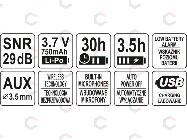 Elektroninės triukšmo ausinės su belaidžio ryšio moduliu naudojant „Bluetooth“ (YT-74626) 4 Elektroninės triukšmo ausinės su belaidžio ryšio moduliu naudojant „Bluetooth“ (YT-74626) 4