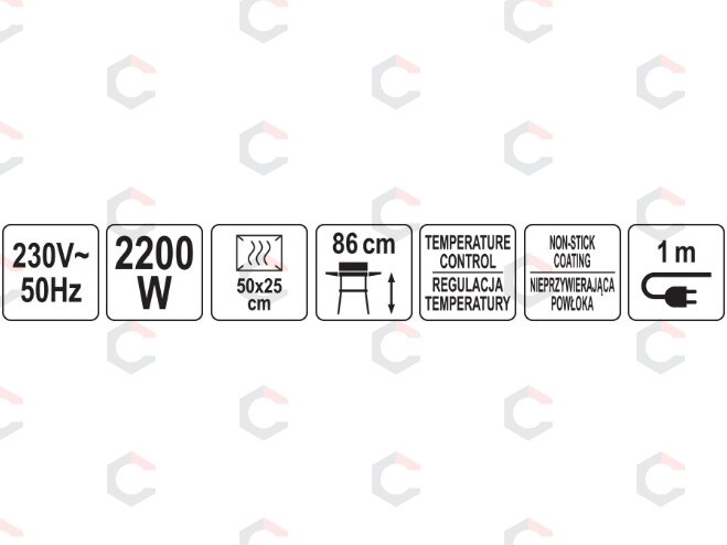 Elektrinis grilis | 2200W, dvipusė plokštė | 50×25 cm (67424) 9 Elektrinis grilis | 2200W, dvipusė plokštė | 50×25 cm (67424) 9