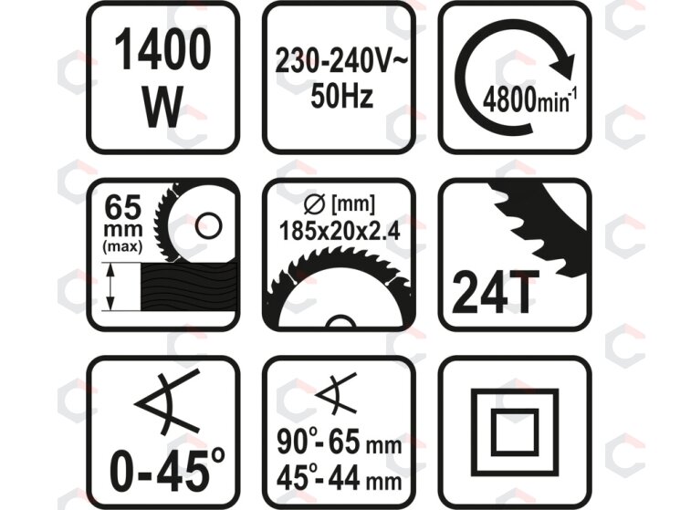 Elektrinis diskinis pjūklas 1400W | 185 mm (79257) 3 Elektrinis diskinis pjūklas 1400W | 185 mm (79257) 3