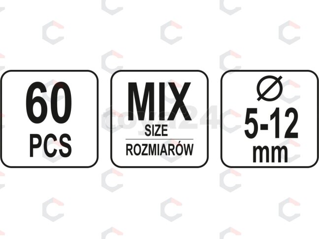 Fiksatorių, sklendžių rinkinys 60 vnt (YT-06786) 1 Fiksatorių, sklendžių rinkinys 60 vnt (YT-06786) 1