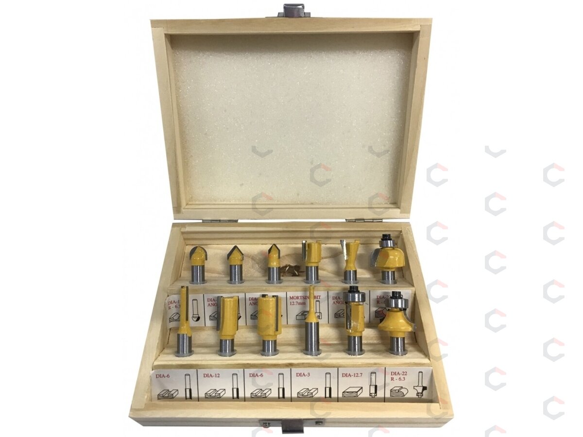 Frezų medžiui rinkinys | 12 vnt. (SK1636) Frezų medžiui rinkinys | 12 vnt. (SK1636)