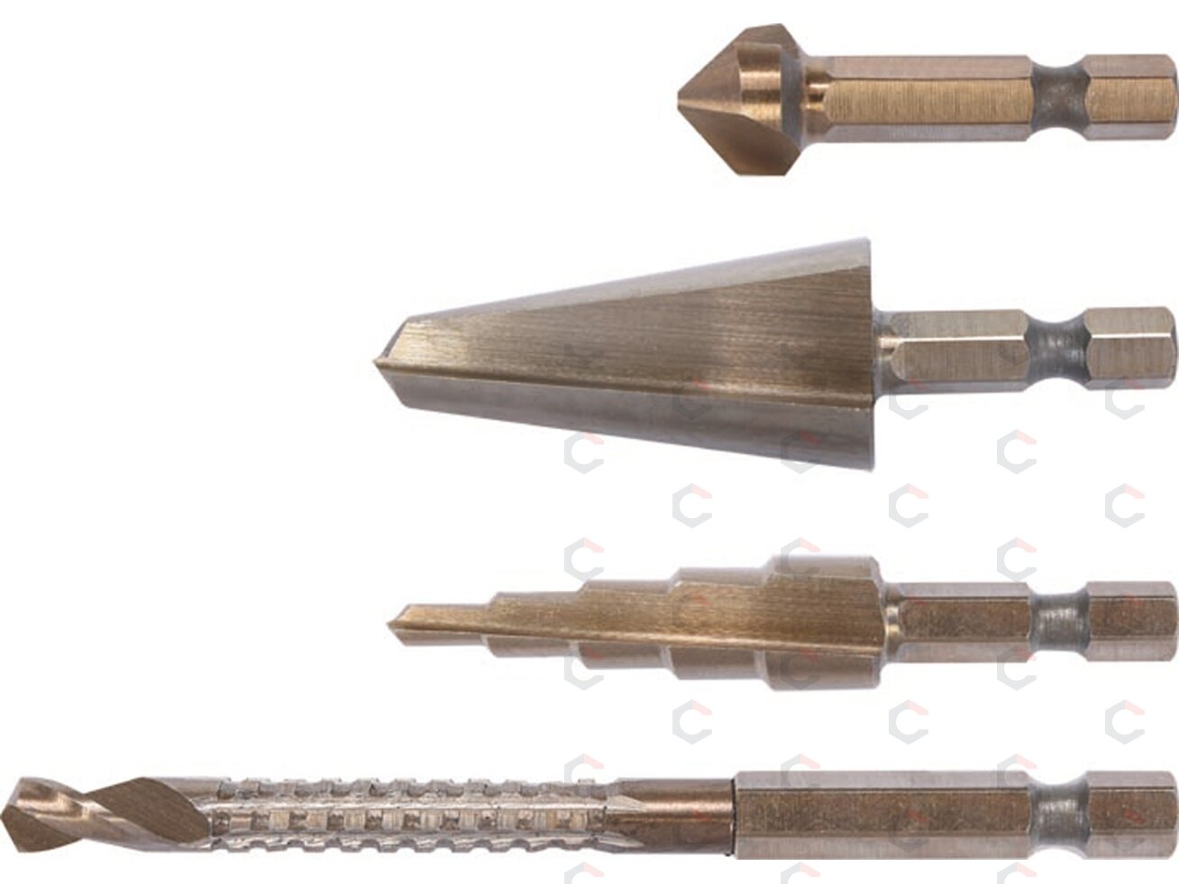 Frezų metalui rinkinys | HSS 4241 | 1/4" (6.3 mm) antgalis | 4 vnt (YT-44705) 4