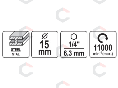 Freza metalui | 15 mm | hex (YT-61750) 2 Freza metalui | 15 mm | hex (YT-61750) 2