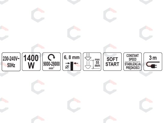 Frezavimo staklės – galingos su elektronine kontrole – 1400 W | 6 mm / 8 mm (YT-82385) 9