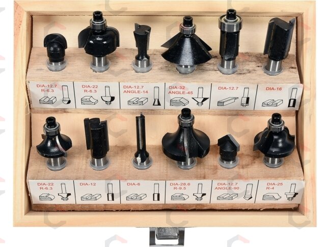 Frezų medžiui rinkinys | Ø 8 mm | 12 vnt. (22550) Frezų medžiui rinkinys | Ø 8 mm | 12 vnt. (22550)