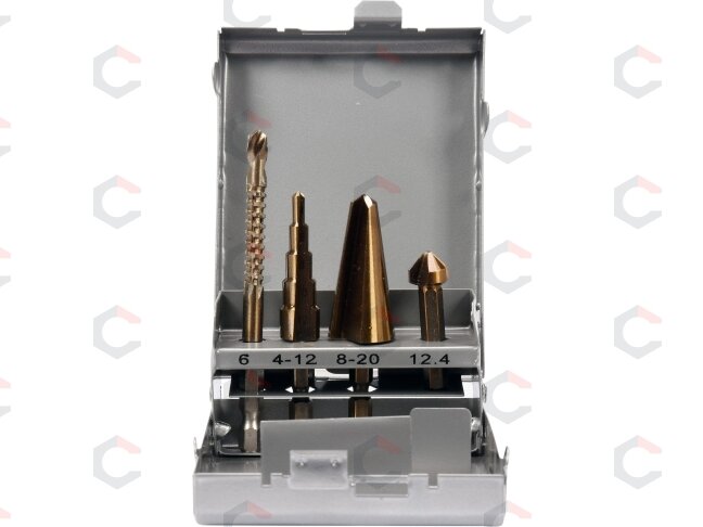 Frezų metalui rinkinys | HSS 4241 | 1/4" (6.3 mm) antgalis | 4 vnt (YT-44705) 1 Frezų metalui rinkinys | HSS 4241 | 1/4" (6.3 mm) antgalis | 4 vnt (YT-44705) 1