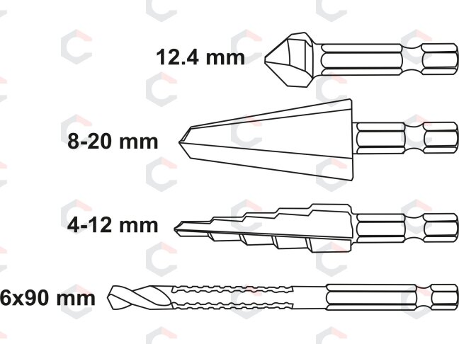 Frezų metalui rinkinys | HSS 4241 | 1/4" (6.3 mm) antgalis | 4 vnt (YT-44705) 5