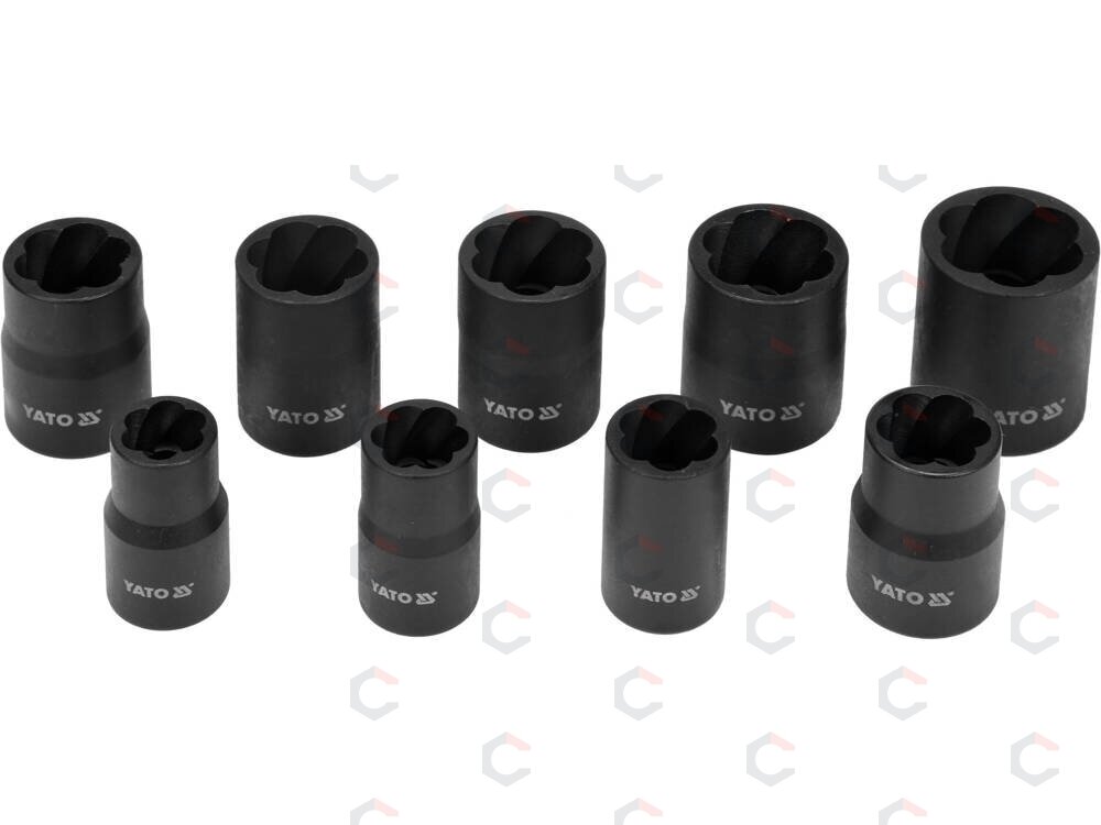 Galvučių rinkinys sugadintiems varžtams | 9–19 mm | 10 vnt. (YT-0603) Galvučių rinkinys sugadintiems varžtams | 9–19 mm | 10 vnt. (YT-0603)