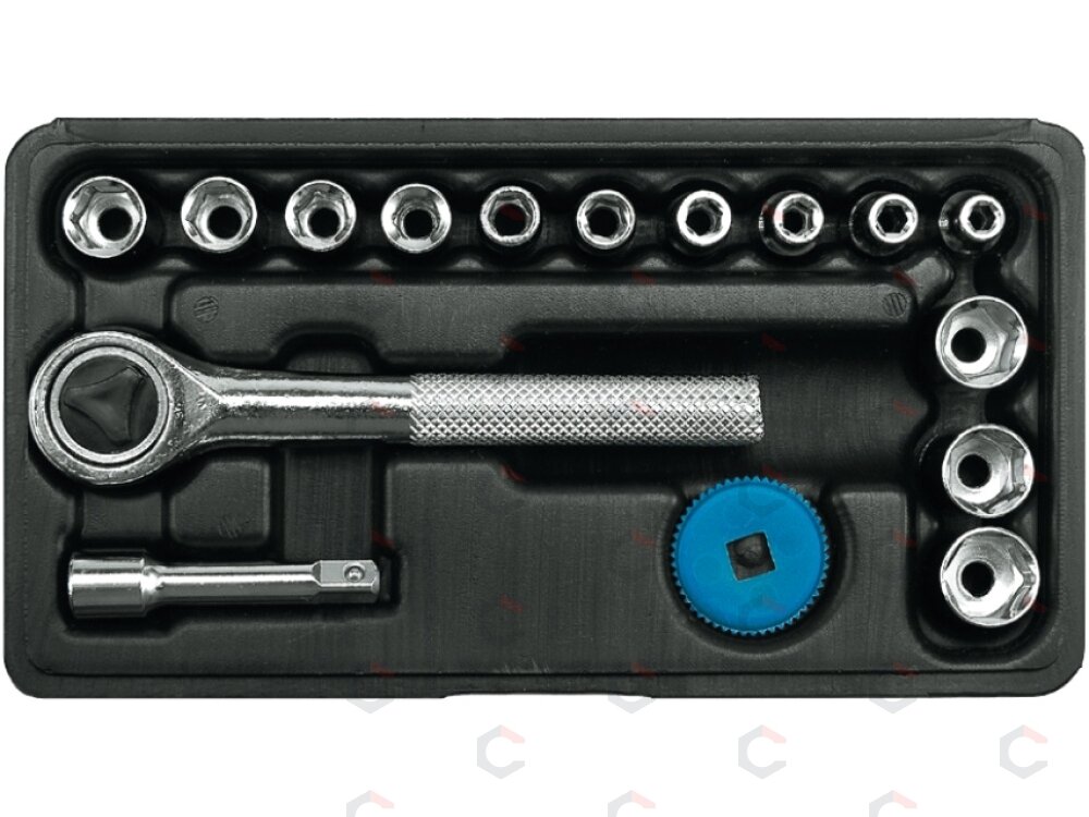 Galvučių su terkšle rinkinys | 6.3 mm (1/4") | 16 vnt. (58160) Galvučių su terkšle rinkinys | 6.3 mm (1/4") | 16 vnt. (58160)