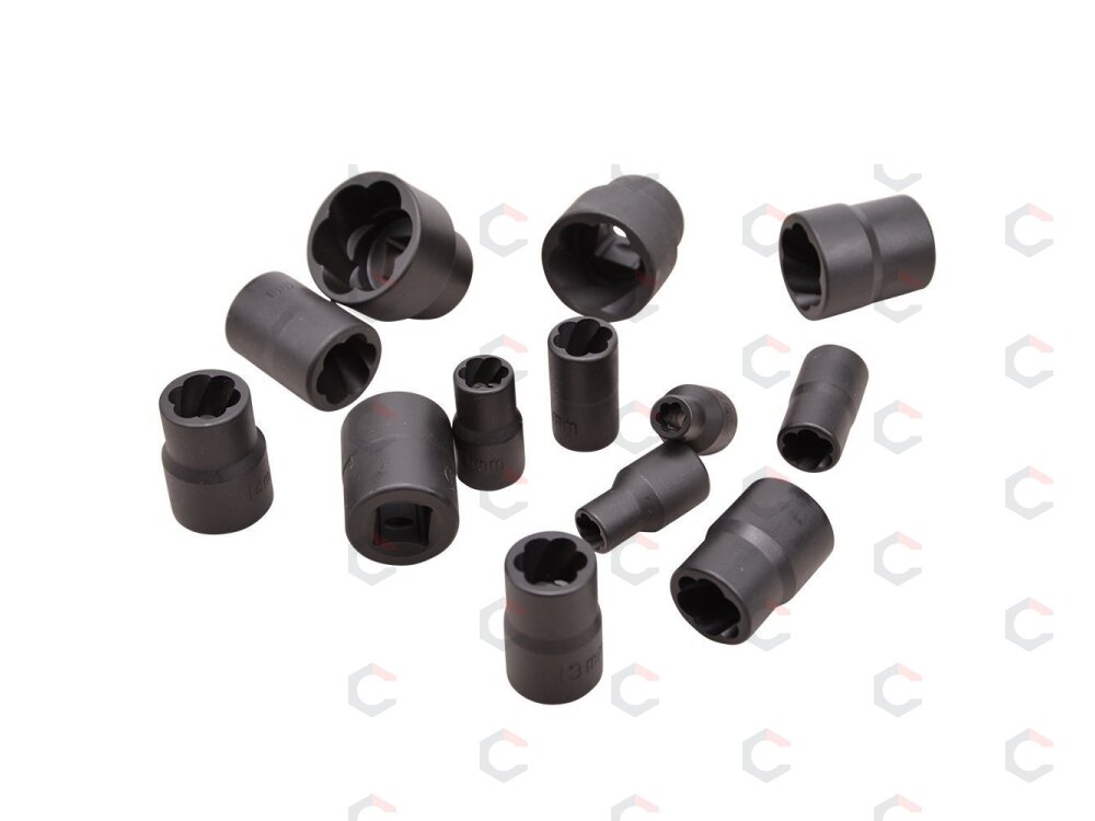 Galvučių sugadintiems varžtams komplektas 1/4"+1/2", 13vnt. "Stahlberg" (EH2408) 7