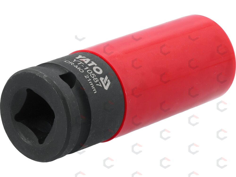 Galvutė smūginė ilga plonasienė | su plastikine apsauga | 12,7 mm (1/2") | 21 mm (YT-10587) 1 Galvutė smūginė ilga plonasienė | su plastikine apsauga | 12,7 mm (1/2") | 21 mm (YT-10587) 1
