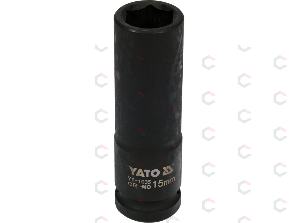 Galvutė smūginė šešiakampė ilga | 12,5 mm (1/2") | 15 mm (YT-1035) Galvutė smūginė šešiakampė ilga | 12,5 mm (1/2") | 15 mm (YT-1035)
