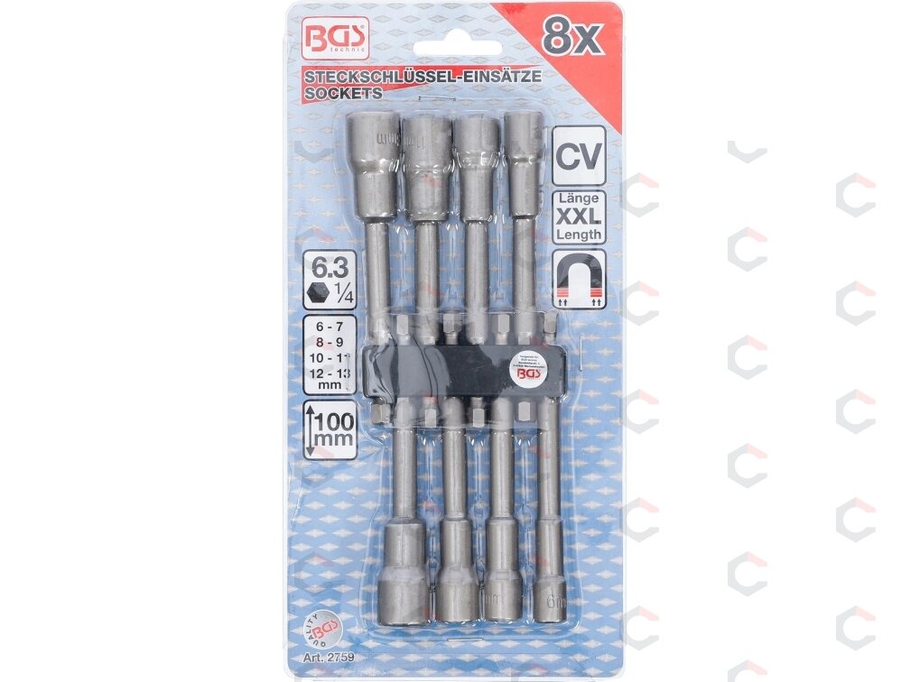 Galvučių rinkinys | ilgas tipas | 6.3 mm (1/4") | elektriniams gręžtuvams | 6 - 13 mm | 8 vnt. (2759) 3 Galvučių rinkinys | ilgas tipas | 6.3 mm (1/4") | elektriniams gręžtuvams | 6 - 13 mm | 8 vnt. (2759) 3