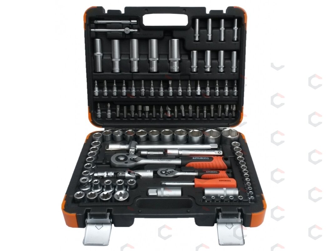 Galvučių ir raktų komplektas 108 dalių, 1/4" + 1/2" (KR121108C) 1