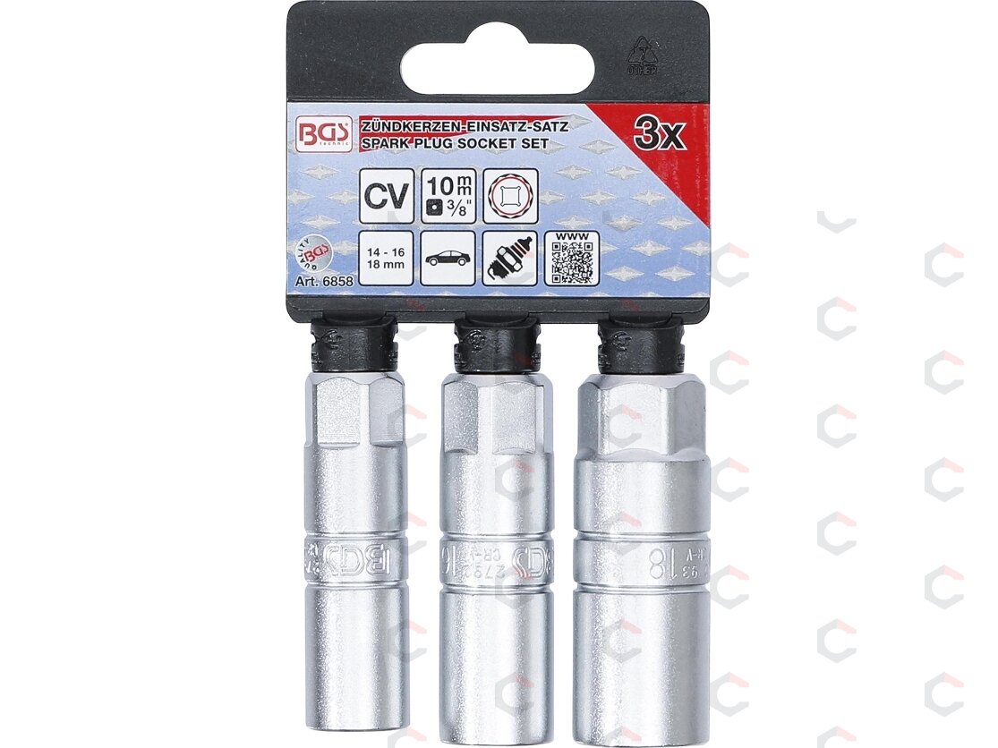 Galvučių rinkinys žvakėms 12 kampų | 10 mm (3/8") | 14 - 16 - 18 mm | 3 vnt. (6858) 1 Galvučių rinkinys žvakėms 12 kampų | 10 mm (3/8") | 14 - 16 - 18 mm | 3 vnt. (6858) 1