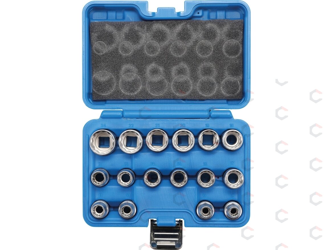 Galvučių rinkinys, 12 kampų | 12,5 mm (1/2") | 8 - 24 mm | 16 vnt. (2226) 9 Galvučių rinkinys, 12 kampų | 12,5 mm (1/2") | 8 - 24 mm | 16 vnt. (2226) 9