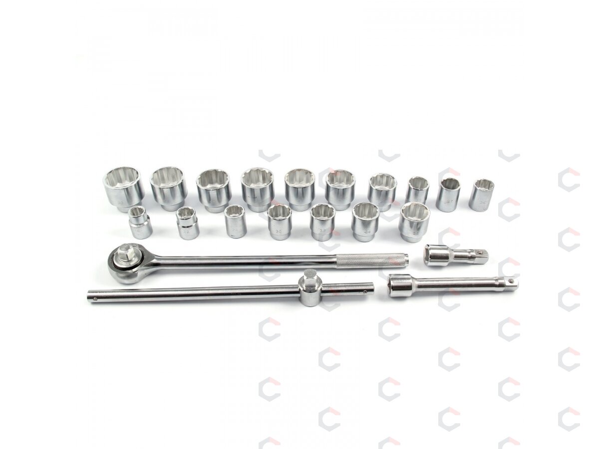 12-kampių galvučių ir įrankių rinkinys | 3/4" | 19–50 mm | metalinė dėžė | 21 vnt. (SK780577) 6 12-kampių galvučių ir įrankių rinkinys | 3/4" | 19–50 mm | metalinė dėžė | 21 vnt. (SK780577) 6