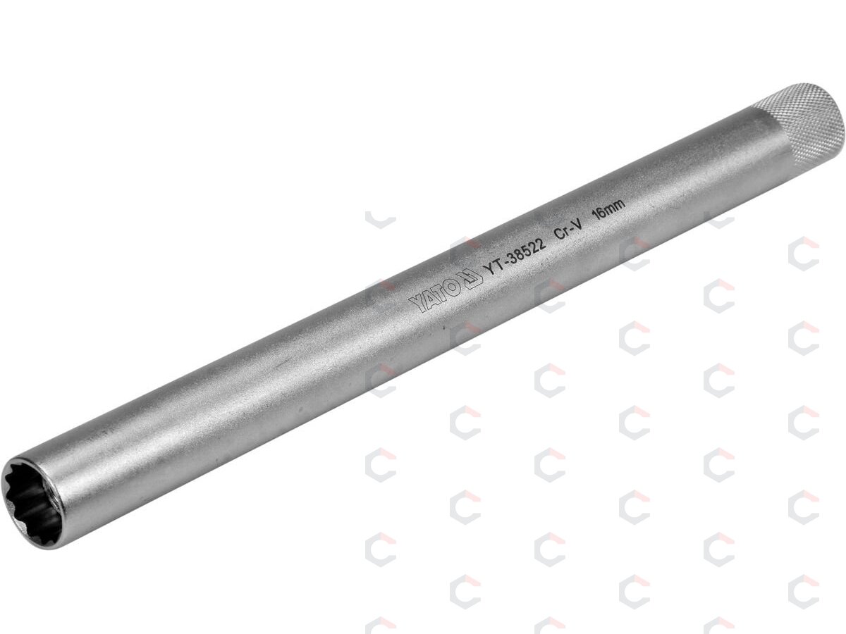 Galvutė žvakėms 12 kampų | ypač ilga | magnetinė | 10 mm (3/8") | 16 mm (YT-38522) Galvutė žvakėms 12 kampų | ypač ilga | magnetinė | 10 mm (3/8") | 16 mm (YT-38522)