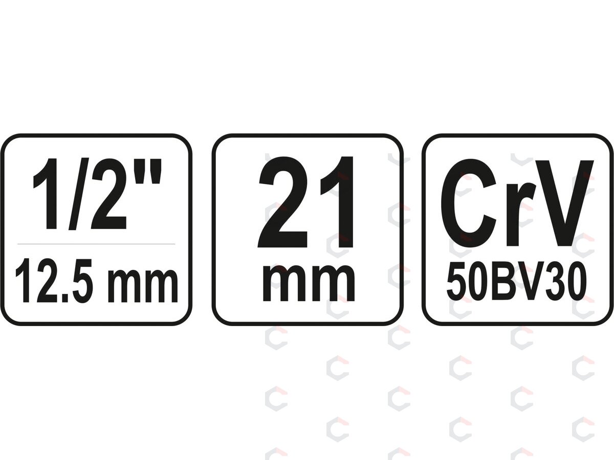 Galvutė žvakėms šešiakampė | 12,5 mm (1/2") | 21 mm (YT-12541) 2 Galvutė žvakėms šešiakampė | 12,5 mm (1/2") | 21 mm (YT-12541) 2