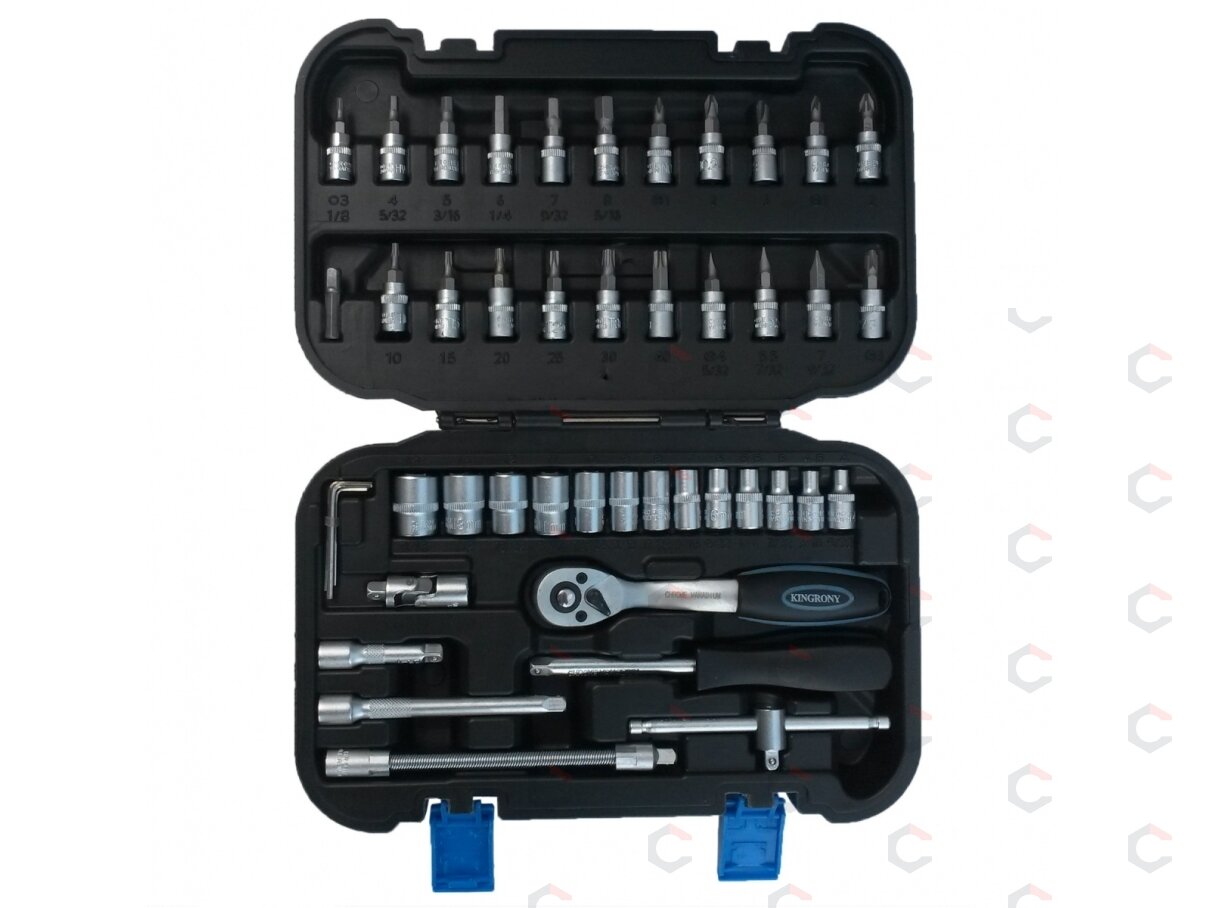Galvučių su terkšle rinkinys | 6.3 mm (1/4") | 46 vnt. (KR141046C) 4