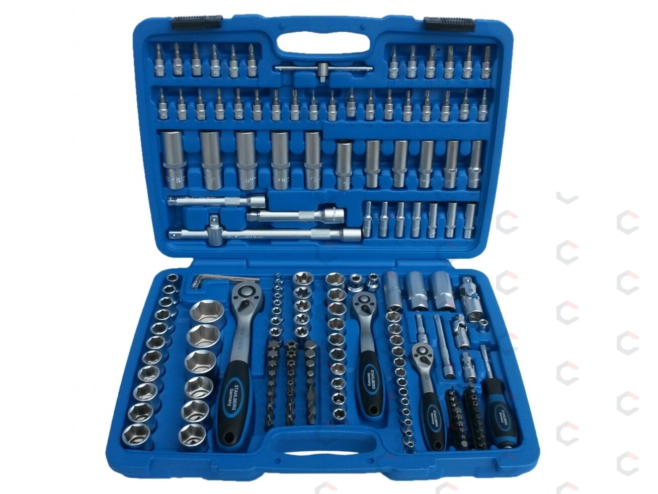 Galvučių ir raktų komplektas 1/4"+3/8"+1/2", 171 vnt "Stahlberg" (H-171X)