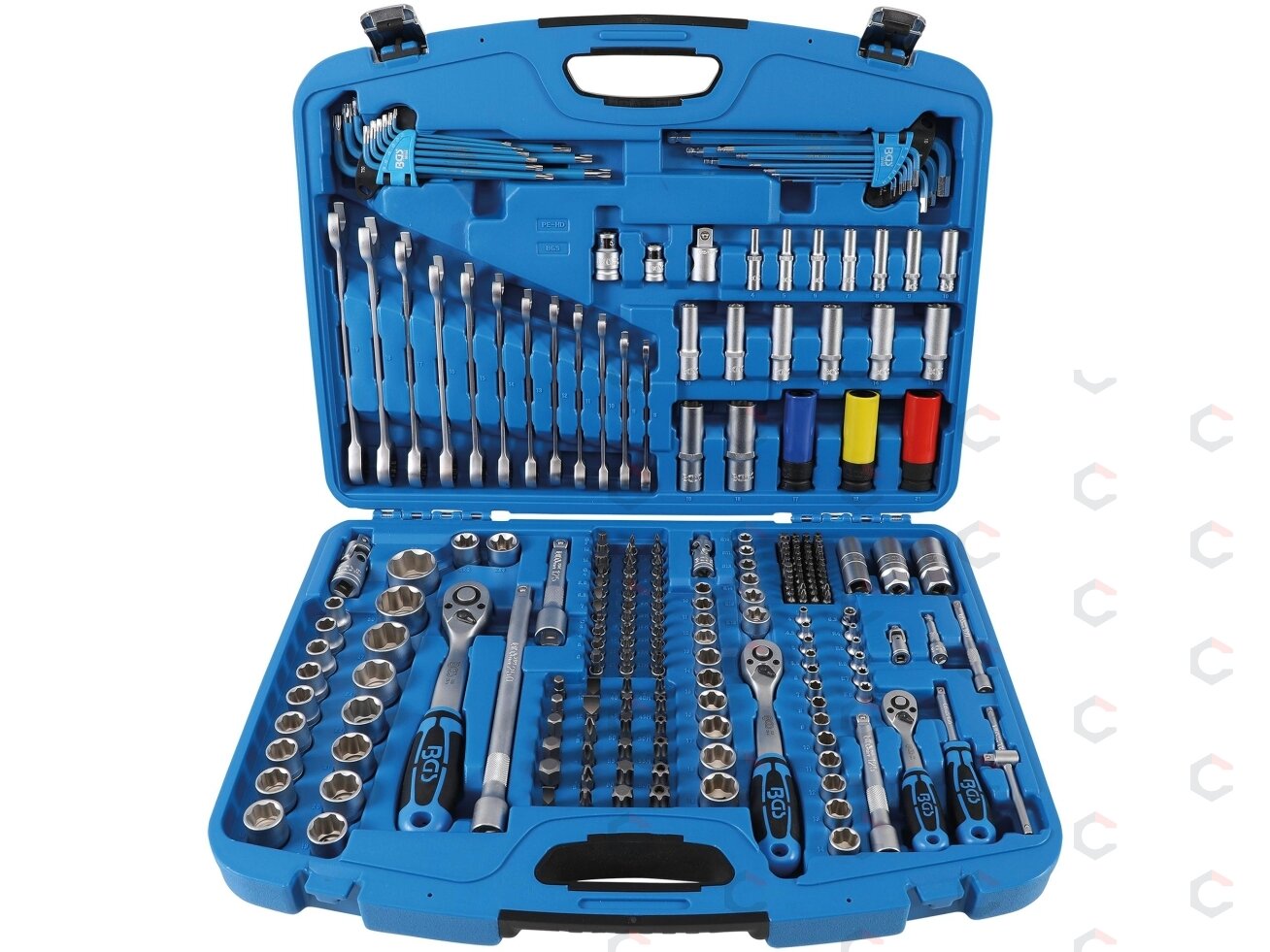 Galvučių ir raktų komplektas | terkšliniai veržliarakčiai | 6,3 mm (1/4") / 10 mm (3/8") / 12,5 mm (1/2") | 218 vnt. (8820) 9 Galvučių ir raktų komplektas | terkšliniai veržliarakčiai | 6,3 mm (1/4") / 10 mm (3/8") / 12,5 mm (1/2") | 218 vnt. (8820) 9