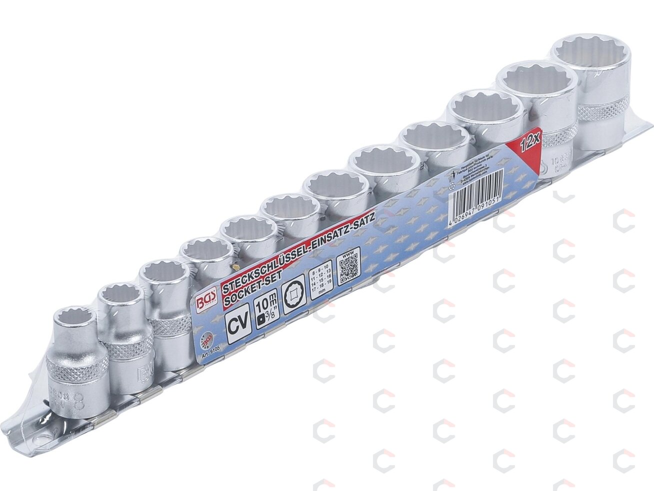 Galvučių rinkinys 12 kampų | 10 mm (3/8") | 8 - 19 mm | 12 vnt. (9105) 3 Galvučių rinkinys 12 kampų | 10 mm (3/8") | 8 - 19 mm | 12 vnt. (9105) 3