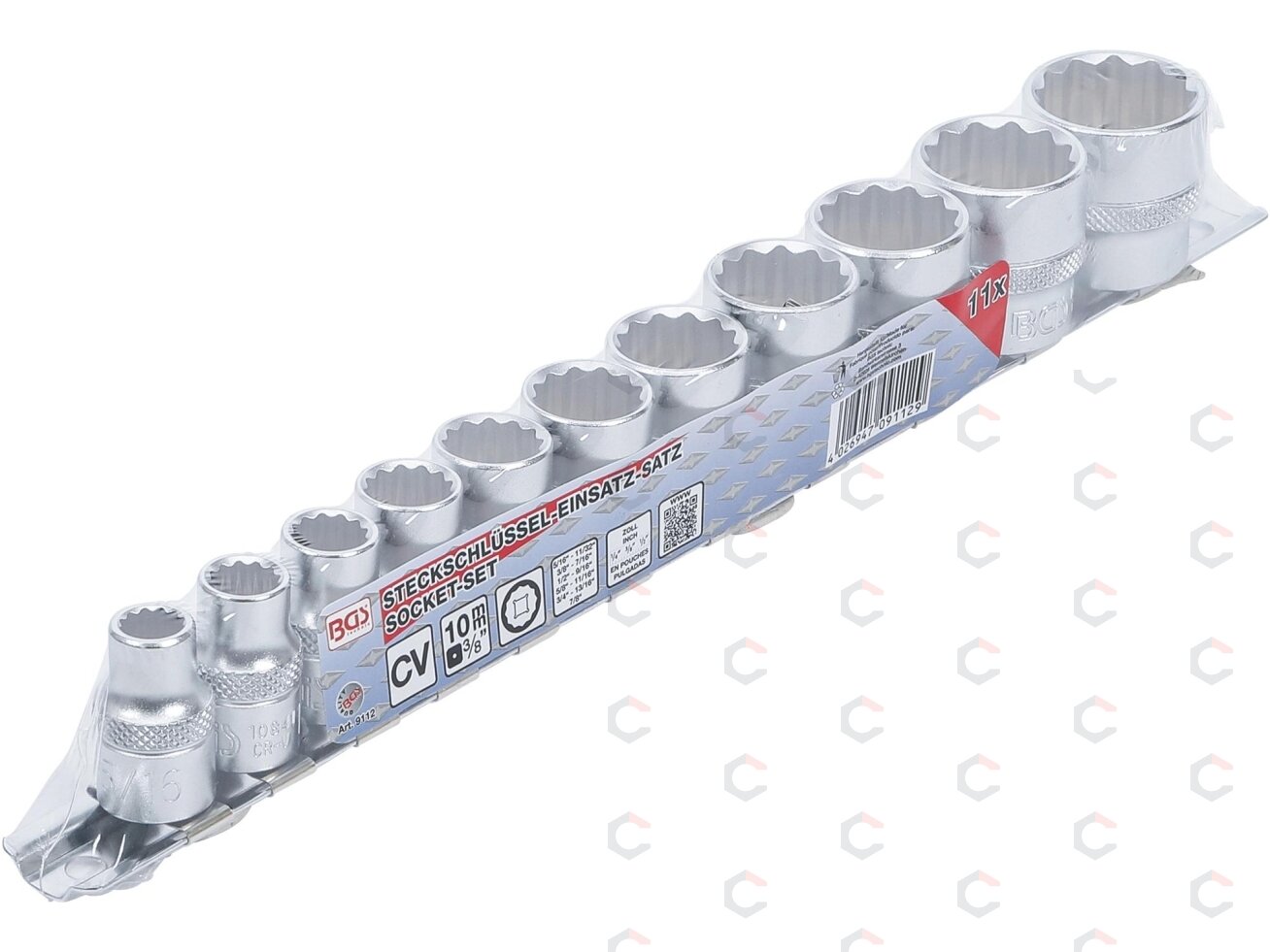 Galvučių rinkinys, 12 kampų | 10 mm (3/8") | Coliniai dydžiai | 11 vnt. (9112) 3 Galvučių rinkinys, 12 kampų | 10 mm (3/8") | Coliniai dydžiai | 11 vnt. (9112) 3