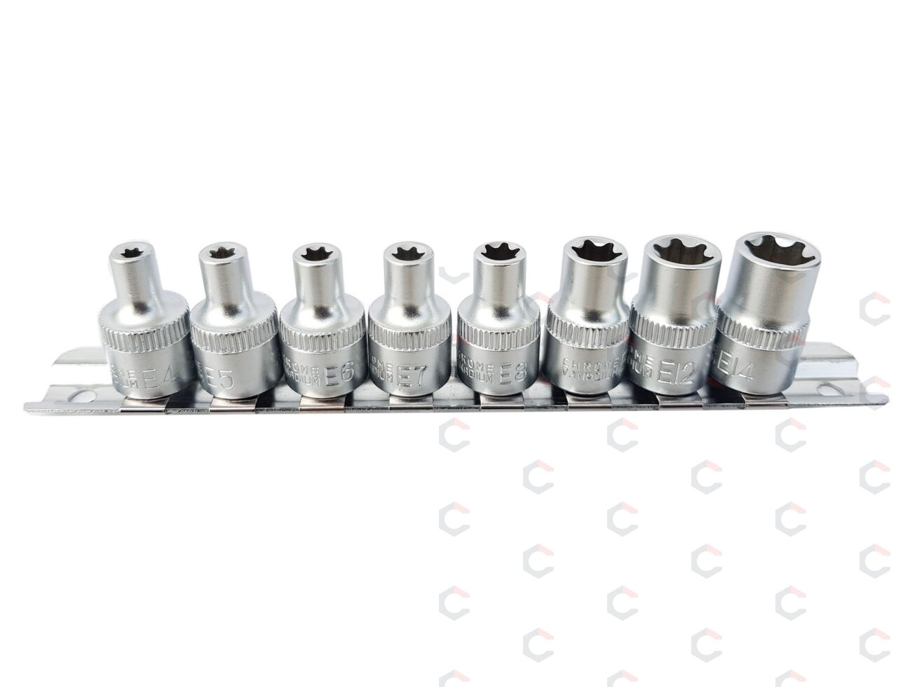 Galvučių rinkinys E-Tipas | 10 mm (3/8") | E4 - E14 | 8 vnt. (KR384008) Galvučių rinkinys E-Tipas | 10 mm (3/8") | E4 - E14 | 8 vnt. (KR384008)