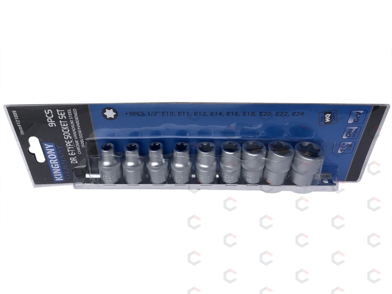 Galvučių rinkinys E-tipas | 12,5 mm (1/2") | E10 - E24 | 9 vnt. (KR121009) 1