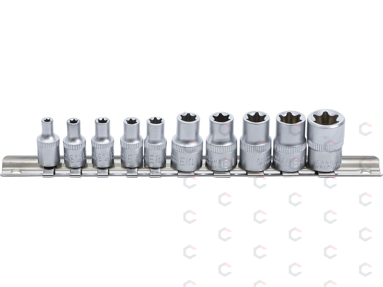 Galvučių rinkinys E-Tipas | 6,3 mm (1/4") / 10 mm (3/8") | E4 - E16 | 10 vnt. (9548) 1 Galvučių rinkinys E-Tipas | 6,3 mm (1/4") / 10 mm (3/8") | E4 - E16 | 10 vnt. (9548) 1