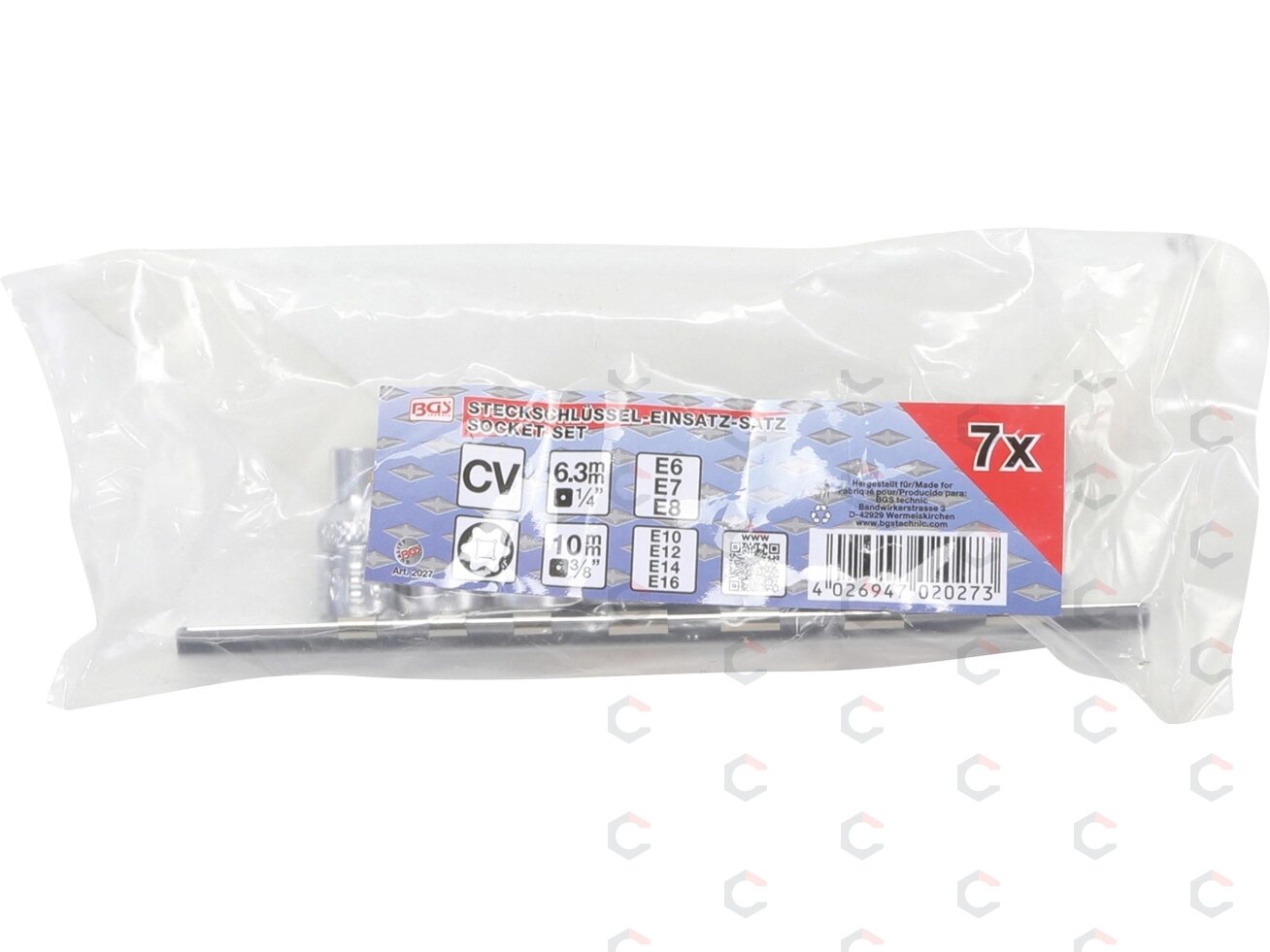 Galvučių rinkinys E-Tipas | 6.3 mm (1/4") / 10 mm (3/8") | E6 - E16 | 7 vnt. (2027) 1 Galvučių rinkinys E-Tipas | 6.3 mm (1/4") / 10 mm (3/8") | E6 - E16 | 7 vnt. (2027) 1